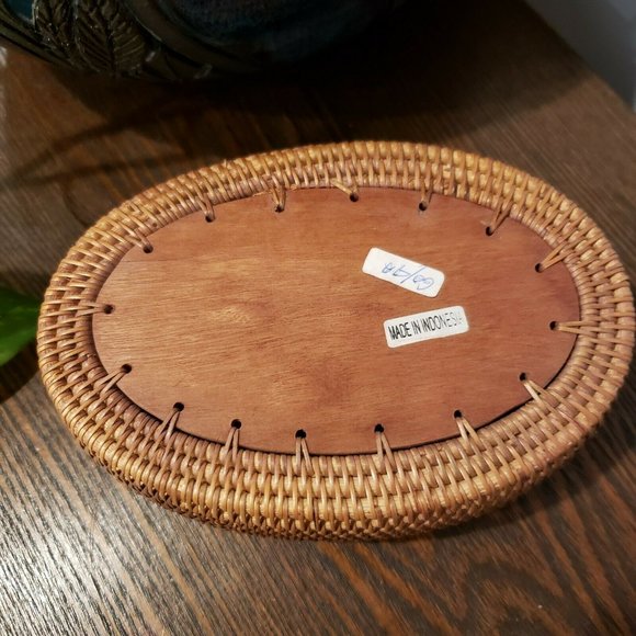 Vintage Indonesia Lombok Wood Rattan Carved Frog Lidded Basket Trinket Box 6" - Picture 5 of 9